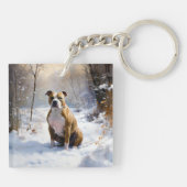Porte-clés Le Staffordshire Américain Laisser Neige Noël (Dos)