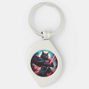 Porte-clés Le Stardust Samurai Guerrier de chat cosmique