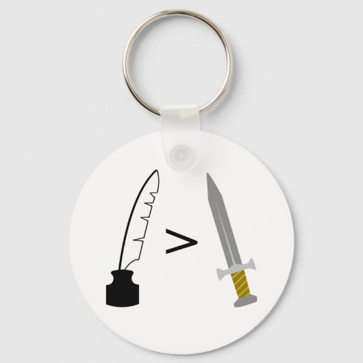 Porte-clés Le stylo est plus puissant que l'épée (Recto)