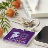 Porte-clés Le super héros vigilant de fille d'allergie (Devant Droit)