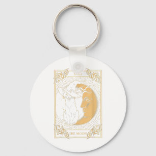 Porte-clés Le Tarot Lune Xvii Inspiré Chat Noir sorcier Casqu