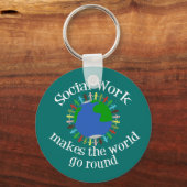 Porte-clés Le travail social fait tourner le monde (Recto)