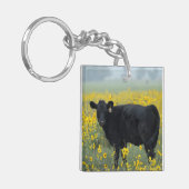 Porte-clés Le veau noir dans un champ de tournesols (Devant gauche)