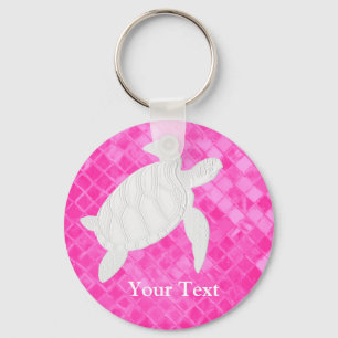 Porte-clés Le verre de mer de rose de tortue de mer blanche