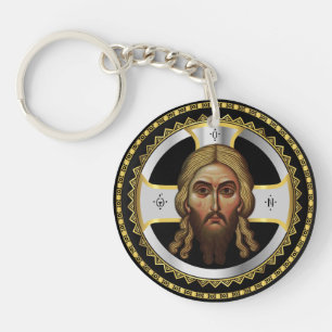 Porte-clés Le Visage Du Christ Orthodoxe Icône Noire