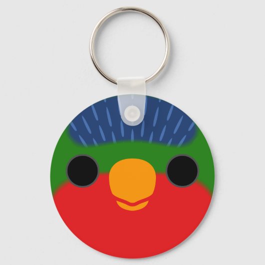 Porte-clés Le visage d'une loriette couronnée bleue (Recto)