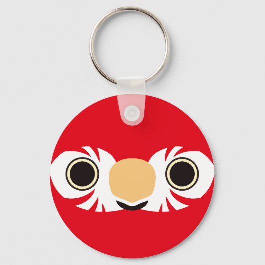 Porte-clés Le visage d'une macaw rouge et verte (Recto)