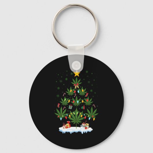 Porte-clés Leaf Christmas Tree Weed Stoner Xmas Premium (Recto)