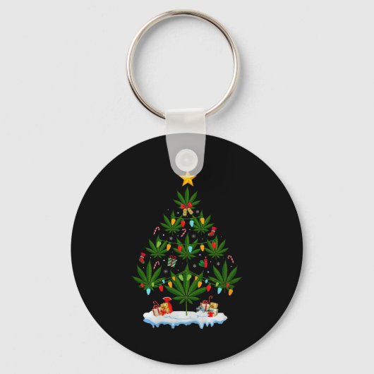 Porte-clés Leaf Christmas Tree Weed Stoner Xmas Premium Tri-b (Recto)