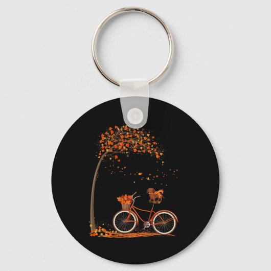 Porte-clés Leaf de chien Automne Cyclisme d'automne amusant D (Recto)
