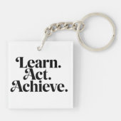 Porte-clés "Learn. Act. Achieve." - Art Typographique Minimal (Dos)
