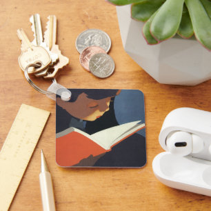 Porte-clés Lecture vintage d'un livre à partir de la biblioth