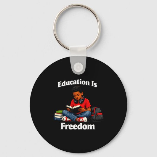 Porte-clés L'éducation est la liberté lecture design histoire (Recto)