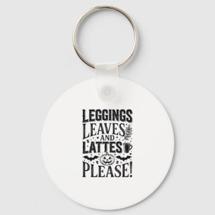 Porte-clés Leggings Feuilles Lattés Halloween Automne Café Cr