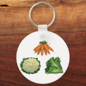 Porte-clés Légumes vintages; Carottes, Chou-fleur, Laitue (Recto)
