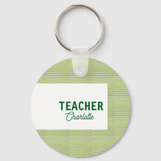 Porte-clés Lemon green white stripes teacher professor name c