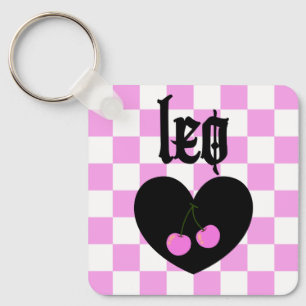 Porte-clés Leo Gothique esthétique À damiers design cerise