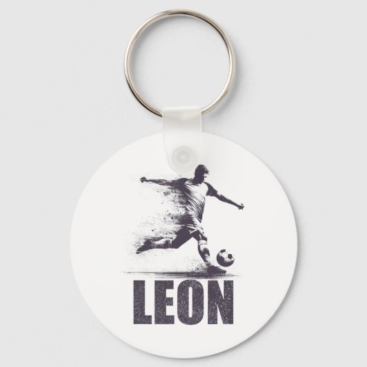 Porte-clés Leon Soccer Boys Personalized First Name Leon  (Recto)