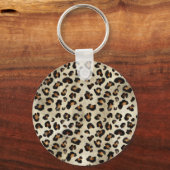 Porte-clés Leopard Animal Print With Black Faux Foil Monogram (Verso)