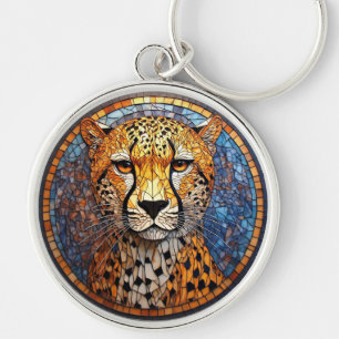 Porte-clés Léopard aux couleurs vives et motifs complexes