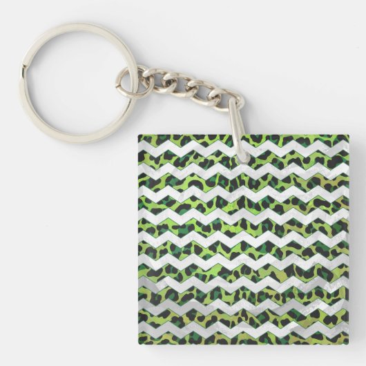 Porte-clés Leopard Chevron noir et vert (Devant)