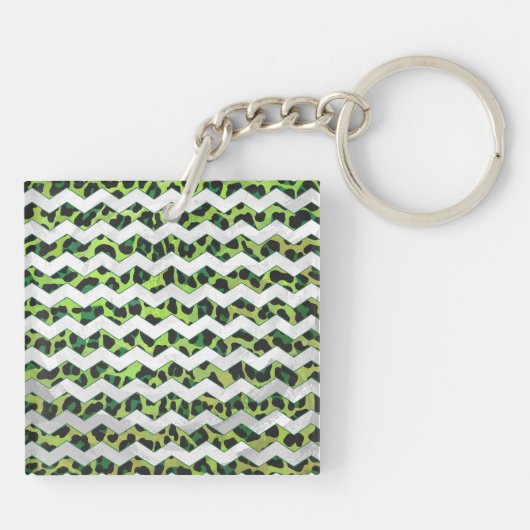 Porte-clés Leopard Chevron noir et vert (Dos)