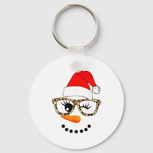 Porte-clés Leopard Gles Santa Claus Snowman Face Christmas Co (Recto)
