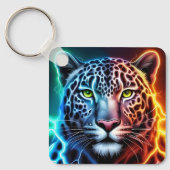 Porte-clés Léopard Néon Électrique - Conception d'Animal Lumi (Recto)