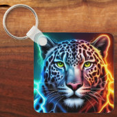 Porte-clés Léopard Néon Électrique - Conception d'Animal Lumi (Recto)