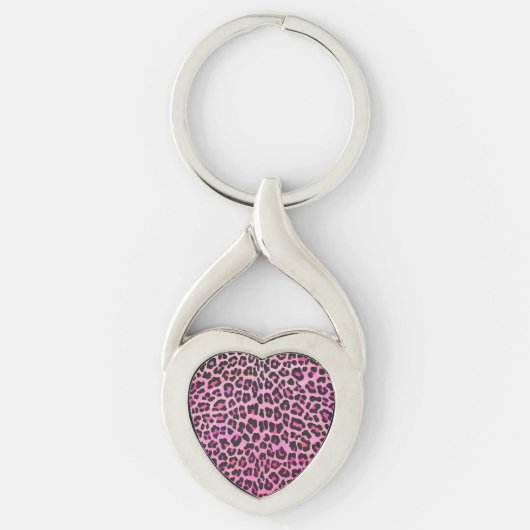 Porte-clés Léopard noir et rose chaud (Devant)