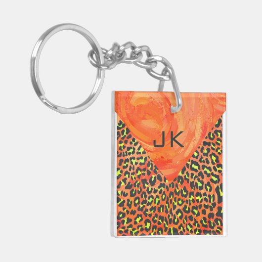 Porte-clés Léopard orange et jaune (Devant gauche)