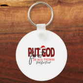 Porte-clés Leopard Put God First In All Things Santa Hat Xmas (Recto)