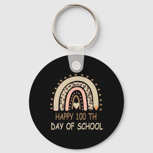 Porte-clés Leopard Rainbow Happy 100th Day School Cute 100 Da (Recto)