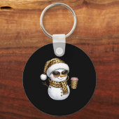 Porte-clés Leopard Snowman With Sungles Funny Christmas Women (Recto)