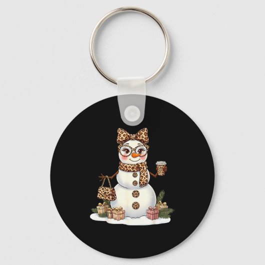 Porte-clés Leopard Snowman With Sungles Funny Christmas Women (Recto)