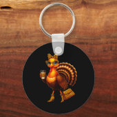 Porte-clés Leopard Turkey Drinking Coffee Thanksgiving Women (Recto)