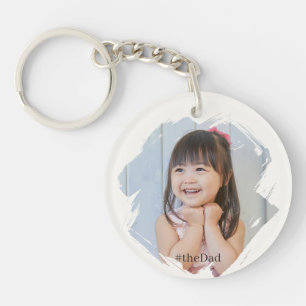 Porte-clés #lePapa, Nom Blanc Année et Photo Personnalisée
