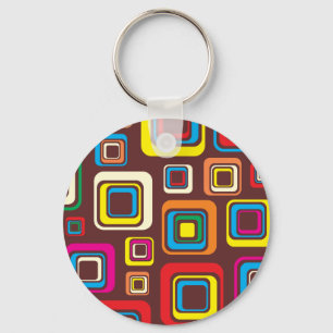 Porte-clés Les années 70 carrés super de motif de tuile sur