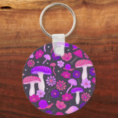 Porte-clés les années 70 champignons floraux Vibrant rose, vi (Recto)