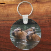Porte-clés Les capybaras nagent dans la rivière, (Recto)