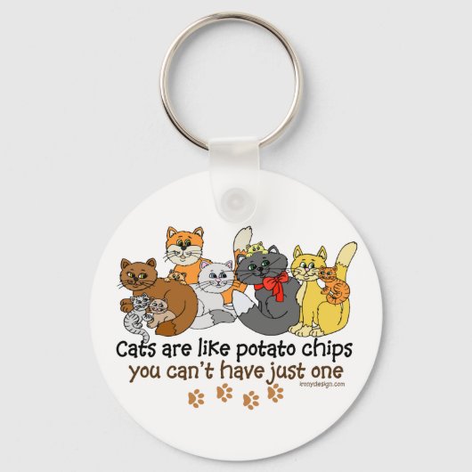 Porte-clés Les chats sont comme des chips dit (Recto)