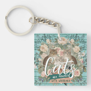 Porte-clés Les chats sont des fleurs Art botanique cottagecor