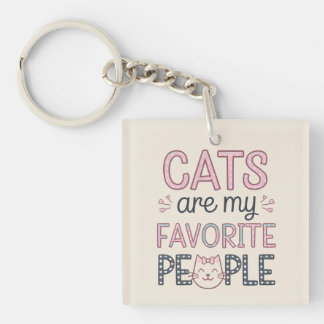 Porte-clés "Les chats sont mes personnes préférées" Maman cha