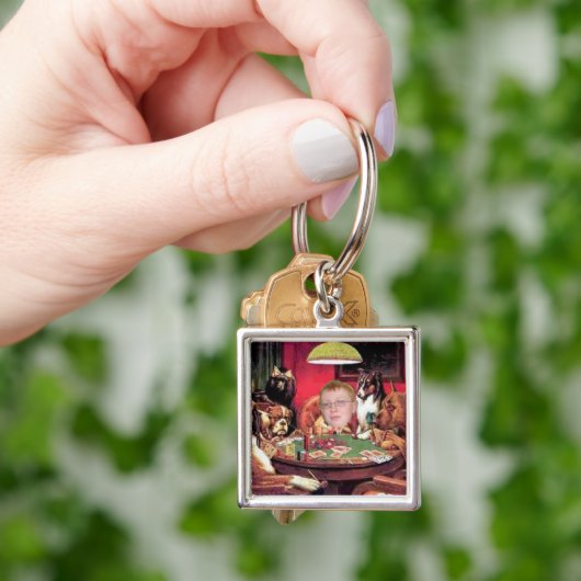 Porte-clés Les chiens jouant l'exploit de peinture de (main)