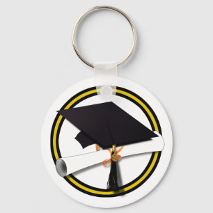 Porte-clés Les Couleurs De L'École De Diplôme Or Et Noir