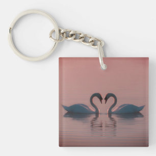 Porte-clés Les cygnes noirs doivent être aimés Ciel rose