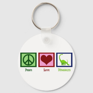 Porte-clés Les dinosaures de l'amour de la paix