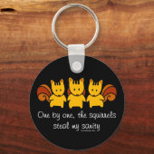 Porte-clés Les écureuils volent ma santé mentale Noir (Verso)