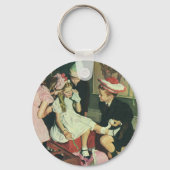 Porte-clés Les enfants vintages jouent à la queue sur l'âne (Verso)