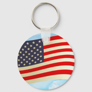 Porte-clés Les étoiles du drapeau américain frappent les trou
